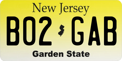 NJ license plate B02GAB