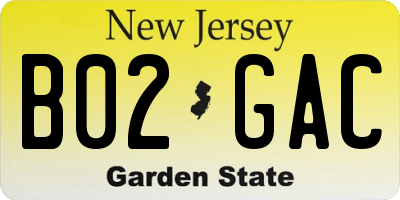 NJ license plate B02GAC