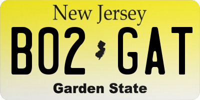 NJ license plate B02GAT