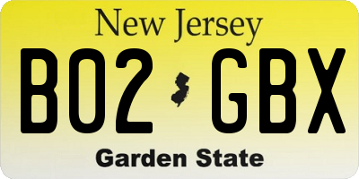 NJ license plate B02GBX