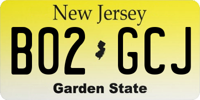 NJ license plate B02GCJ