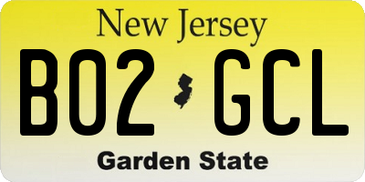 NJ license plate B02GCL