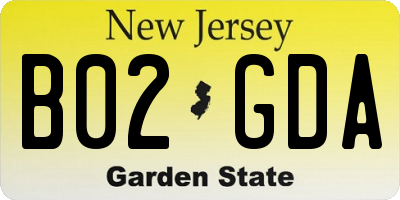NJ license plate B02GDA