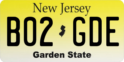 NJ license plate B02GDE