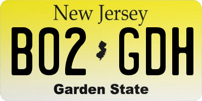 NJ license plate B02GDH