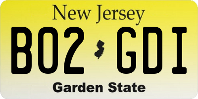 NJ license plate B02GDI