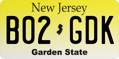 NJ license plate B02GDK
