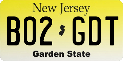 NJ license plate B02GDT