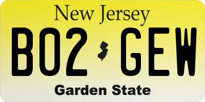 NJ license plate B02GEW