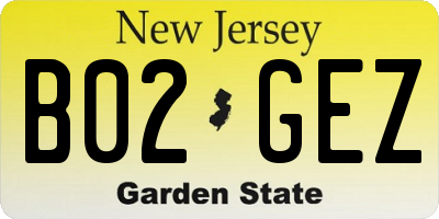 NJ license plate B02GEZ