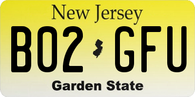 NJ license plate B02GFU