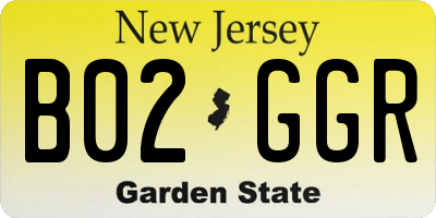 NJ license plate B02GGR