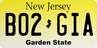 NJ license plate B02GIA