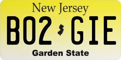 NJ license plate B02GIE