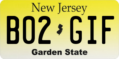 NJ license plate B02GIF