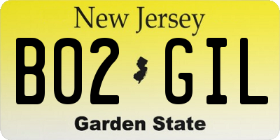 NJ license plate B02GIL
