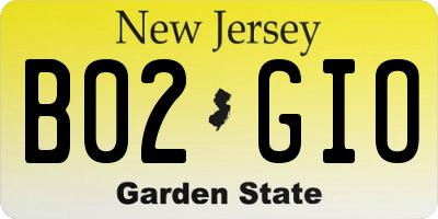 NJ license plate B02GIO