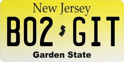 NJ license plate B02GIT