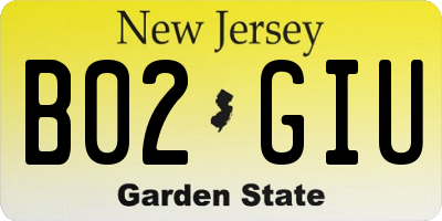NJ license plate B02GIU