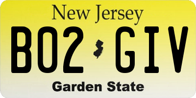 NJ license plate B02GIV