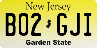 NJ license plate B02GJI