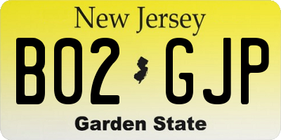NJ license plate B02GJP