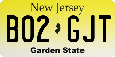 NJ license plate B02GJT