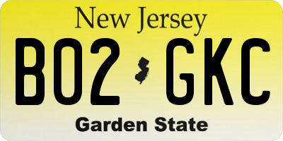 NJ license plate B02GKC