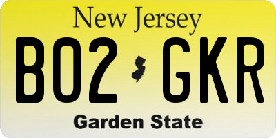 NJ license plate B02GKR