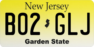 NJ license plate B02GLJ