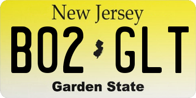 NJ license plate B02GLT