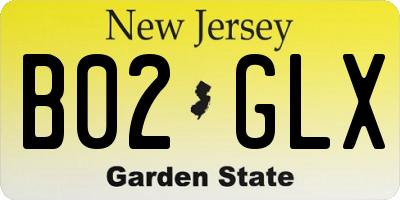 NJ license plate B02GLX