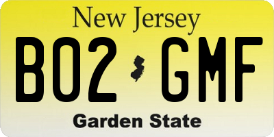 NJ license plate B02GMF