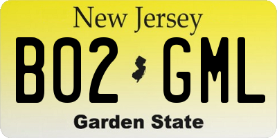 NJ license plate B02GML