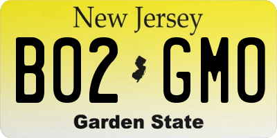 NJ license plate B02GMO