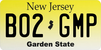 NJ license plate B02GMP