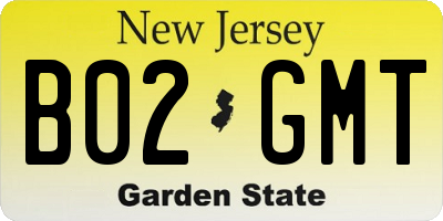 NJ license plate B02GMT