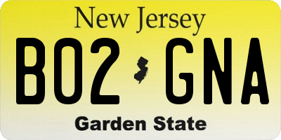 NJ license plate B02GNA