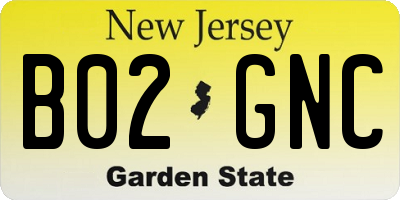 NJ license plate B02GNC