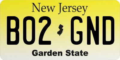 NJ license plate B02GND