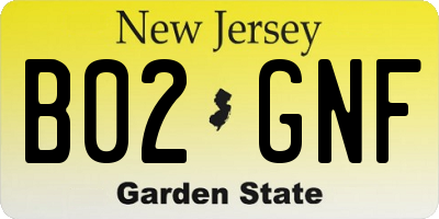 NJ license plate B02GNF