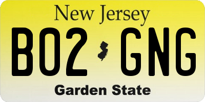 NJ license plate B02GNG