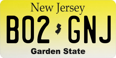 NJ license plate B02GNJ