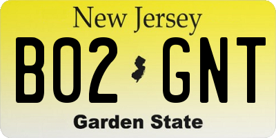 NJ license plate B02GNT