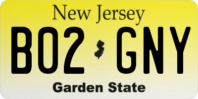 NJ license plate B02GNY