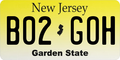 NJ license plate B02GOH