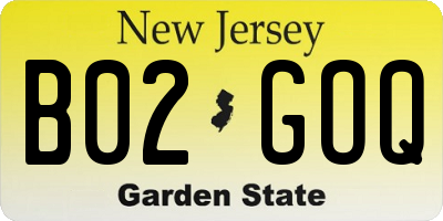 NJ license plate B02GOQ