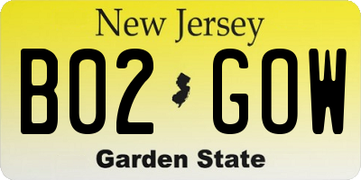 NJ license plate B02GOW