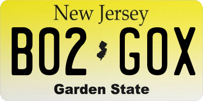 NJ license plate B02GOX