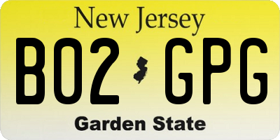 NJ license plate B02GPG